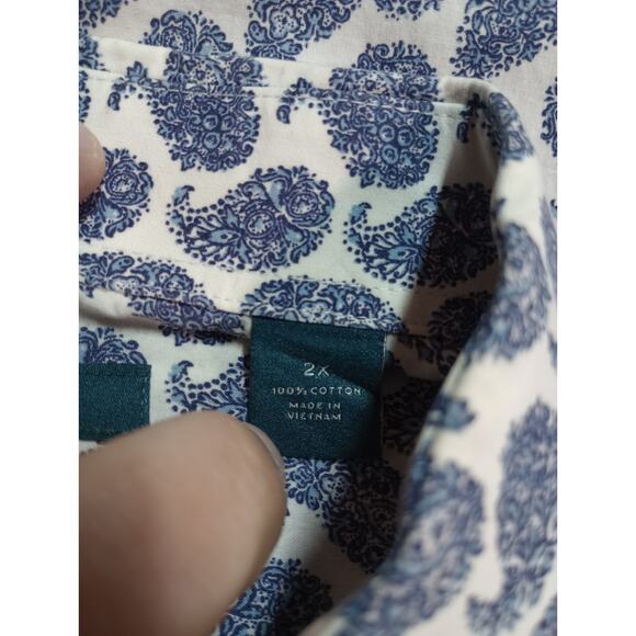 Perry Ellis Shirt Men's 2xl Button Front‎ Long Sleeve Blue - Picture 6 of 8